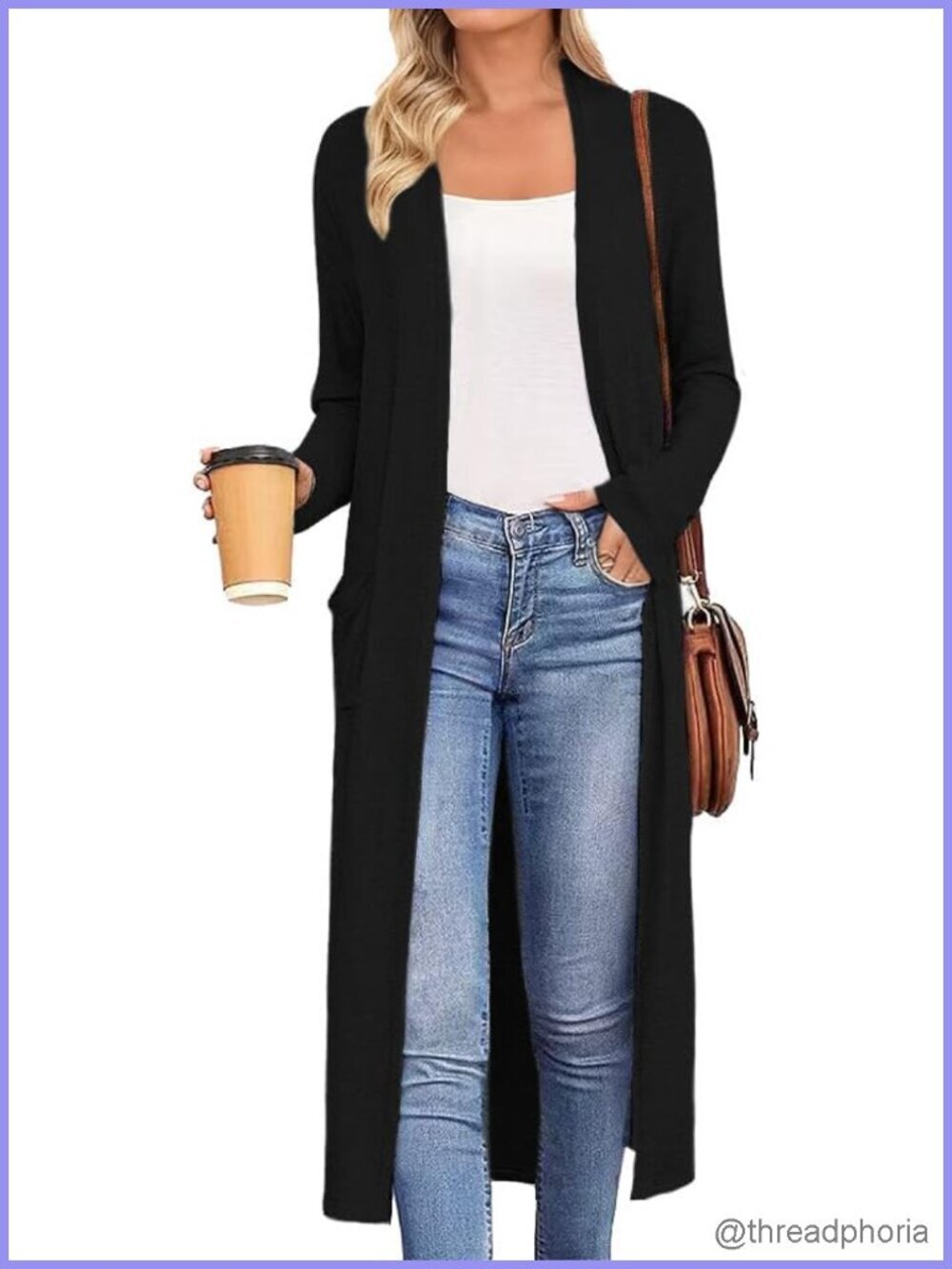 Lightweight Long Sleeve Open Front Maxi Cardigan Duster with Pockets